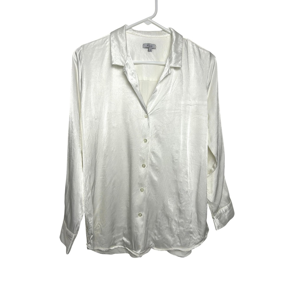 Rails Shirtβ Women's M Nami White Satin Button Up bridal shimmering holiday